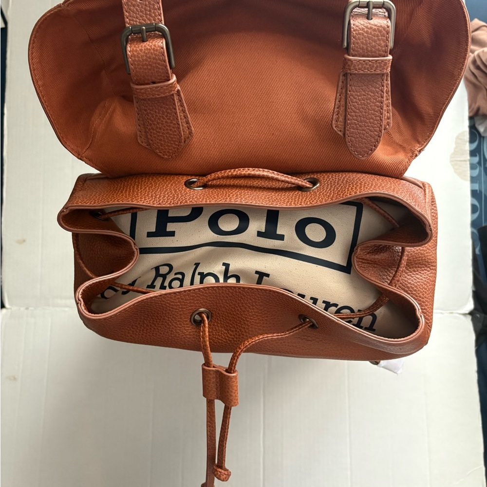 Polo by Ralph Lauren Tan Leather Backpack - Picture 5 of 9